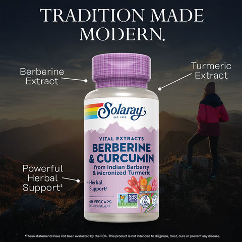 Solaray, Vital Extracts, Berberine & Turmeric Curcumin, 60 VegCaps