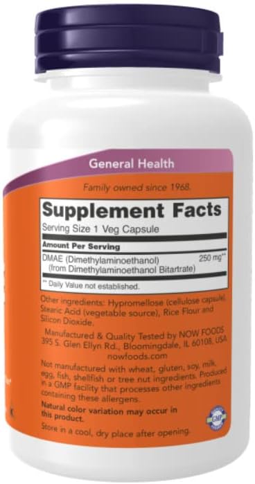 NOW Foods, DMAE, Healthy Brain 250 mg, 100 Veg Capsules