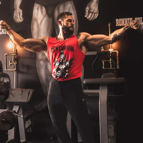 Centurion Labz Vintage Centurion Labz Tasarımlı Kırmızı Tank Fitnes Atlet