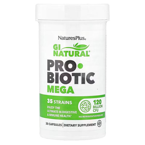 NaturesPlus GI Natural Probiotic Lactobacillus Mega 120 Billion CFU 30 Caps