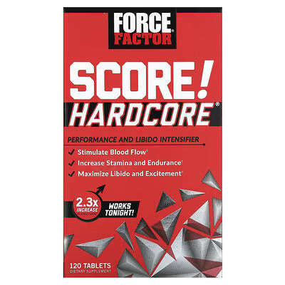 Force Factor Score! Hardcore Nitric Oxide Booster Supplement for Men with L-Citrulline, Yohimbe, Black Maca & B Vitamins to Increase Stamina, and Maximize Physical Performance, 120 Tablets (Erkeklere özel)