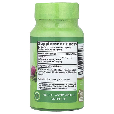Nature's Truth Milk Thistle Seed 1,000 mg, 100 Quick Release Caps