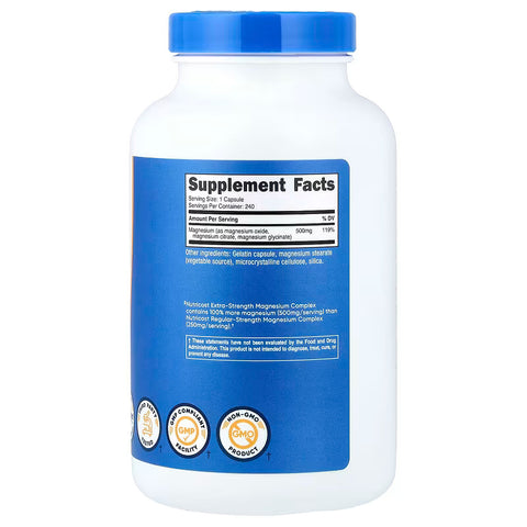 Nutricost Magnesium Oxid Citrate glycinate Complex Extra Strenght 500 mg 240 Caps