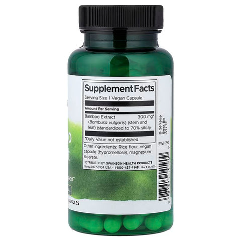 Swanson Bamboo 70% Silica Extract Hair Skin & Nails 60 Vegan Capsules