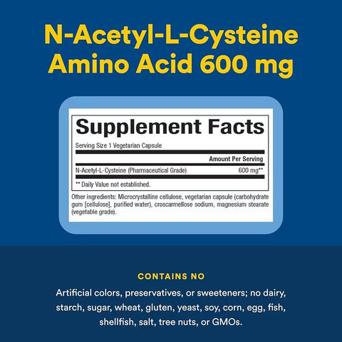 Natural Factors NAC N-Acetyl-L-Cysteine Glutathione Precursor 600 mg 60 Vegetarian Capsules