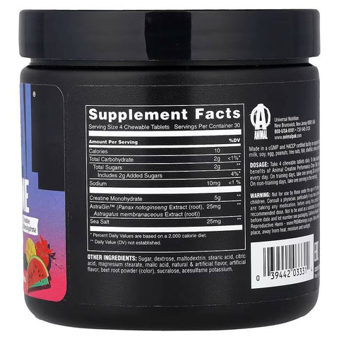 Animal Creatine Chews 120 Chewable Tablets - Fruit Punch