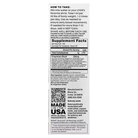 Bioray Kids NDF Pooper Children's Digestive Support Mango 2 fl oz 59 ml
