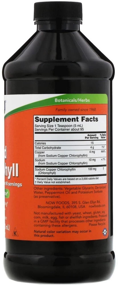 NOW Foods, Liquid Chlorophyll, Mint , 16 fl oz (473 ml)