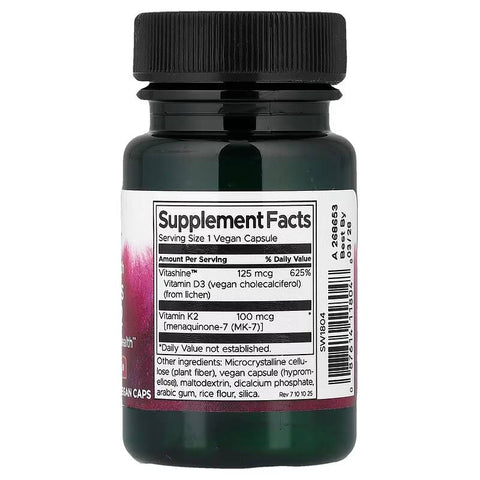 Swanson Vitamin D3 K2 5000 IU 60 Vegan Caps