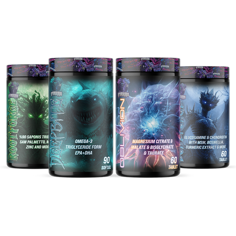 Grimsupps 4'lü Vitamin Seti - Magnezyum, Omega 3, Glukozamin, Tribulus