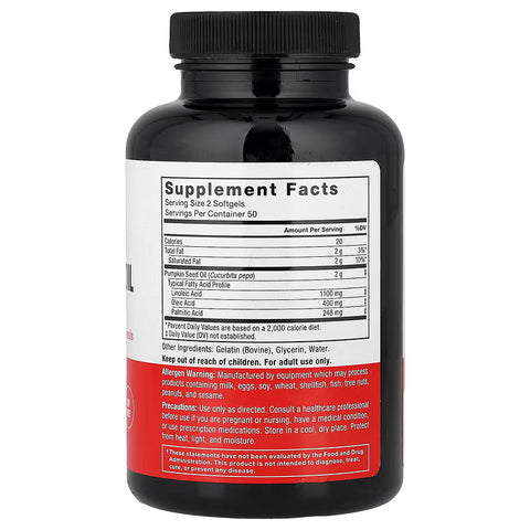 Force Factor Pumpkin Seed Oil Omegas & Fish Oils EPA DHA 1,000 mg 100 Softgels