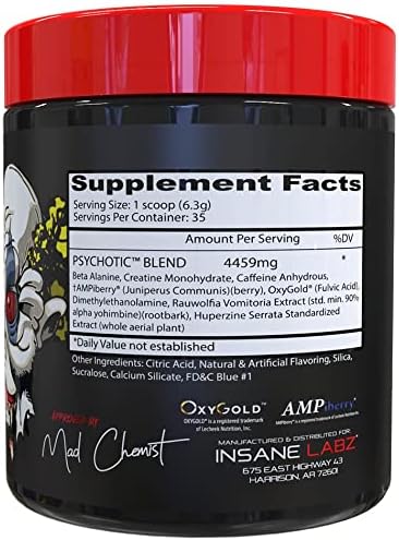 Insane Labz Psychotic Preworkout Blue Raspberry – 35 Servis