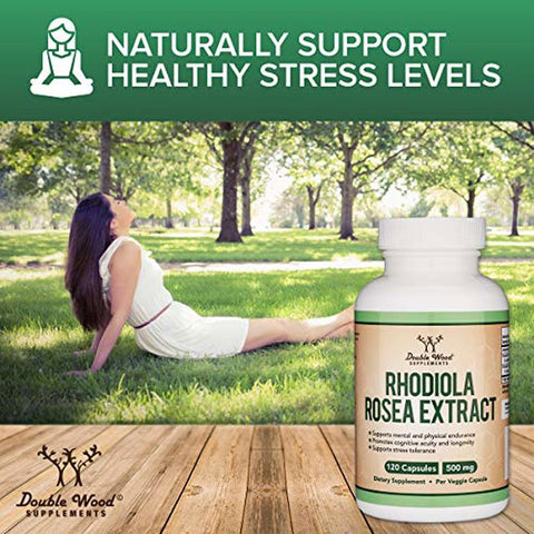 Double Wood Rhodiola Rosea Extract 500mg 120 Vegan Capsul