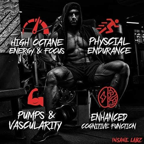 Insane Labz Psychotic Gold High Stimulant PreWorkout Energy Focus, Pump Beta Alanine DMAE Bitartrate NO Booster 60 Servis