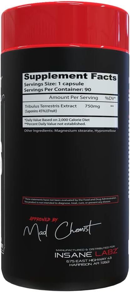 Insane Labz ACS, Tribulus %45 Saponins 750mg 90 Caps