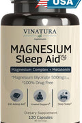 VINATURA Sleep Aid Magnesium Glycinate Complex with Melatonin with L-Theanine - 120 Caps