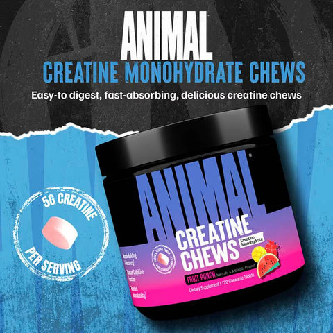 Animal Creatine Chews 120 Chewable Tablets - Fruit Punch