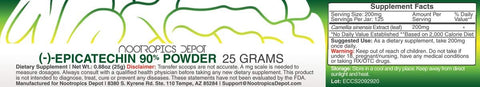 Nootropics Depot Store Epicatechin 90% Powder Cardiovascular Health 25 Grams - 125 Servis