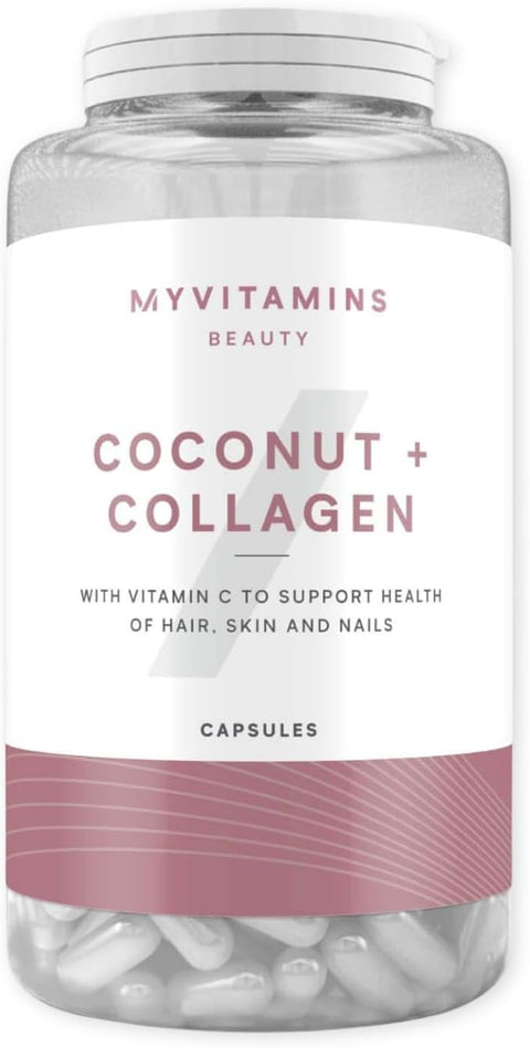 Myprotein Coconut Collagen Hydrolysed Collagen with Coconut Oil & Vitamin C – Supports Skin, Hair & Nails – Helps Maintain Skin Health 180 KAPSÜL