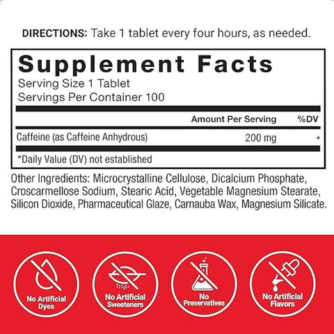 Force Factor Caffeine 200 mg 100 tablets