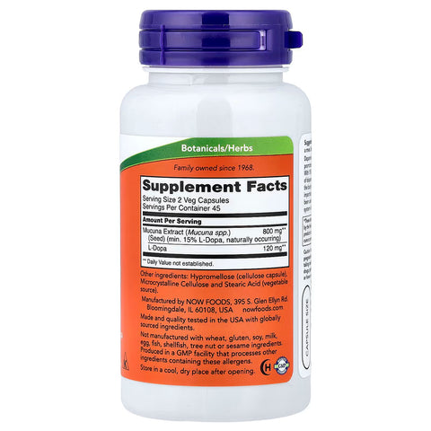 NOW Foods Dopa Mucuna Focus & Memory Formulas 90 Plant-Based Caps