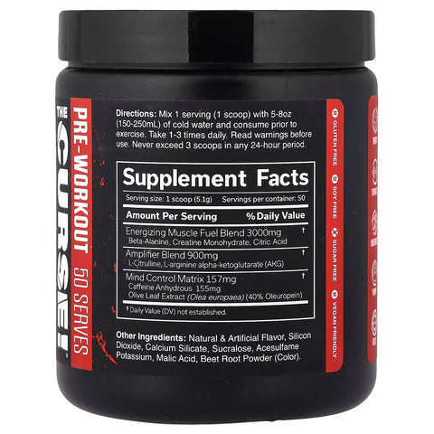 JNX SPORTS The Curse! PreWorkout Caffeine Beta-Alanine Creatine L-Citrulline Boost Energy Strength & Focus