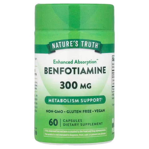 Nature's Truth Benfotiamine Fat-Soluble Vitamin B-1 Thiamin 300 mg 60 Capsules