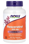 NOW Foods Resveratrol Grape Seed Antioxidants Brain & Cognitive 200 mg 120 Veg Capsules