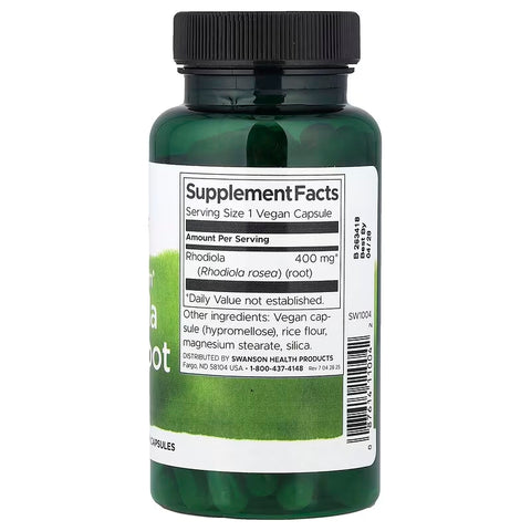 Swanson Full Rhodiola Rosea Root 400 mg, 100 Vegan Caps