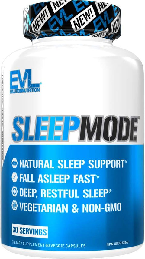 Evlution Nutrition Sleep Support Theanine Melatonin Gaba Valerian L-Tryptophan Lemon Balm and More - Restful Calm Caps