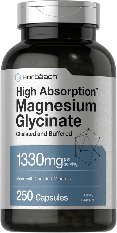 Horbaach High Magnesium(Magnezyum) Glycinate(Glisinat) with Chelated Minerals  1330mg 250 Caps