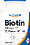 Nutricost Biotin Vitamin B7 Hair Skin 10,000mcg 150 Softgels