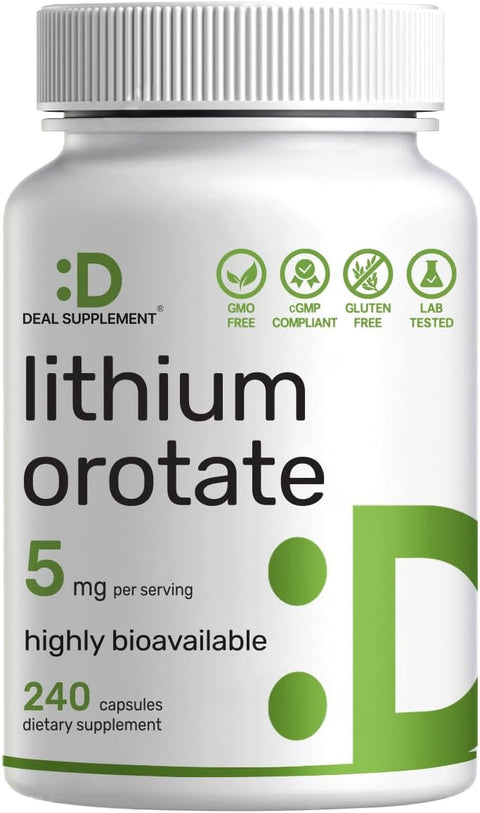 Deal Supplement Lithium Orotate asily Absorbed Mineral 5mg, 240 Caps - Lityum takviyesi