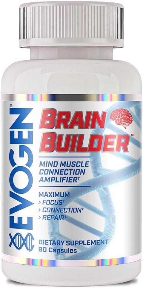 Evogen Brain Builder Neuro Mind Boosts Focus Concentration & Connection Lions Mane Bacopa Monnieri Alpha-GPC 90 Caps