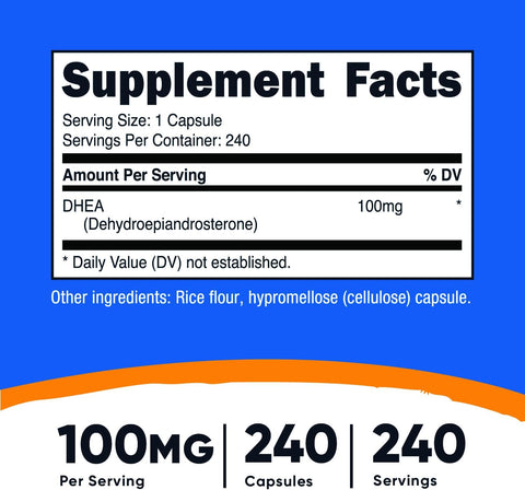 Nutricost DHEA 100mg 240 Caps - Men & Women's Boost Fertility