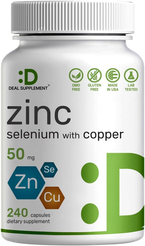 Deal Supplement Zinc Picolinate (Çinko) 50mg with Selenium + Copper (Bakır)