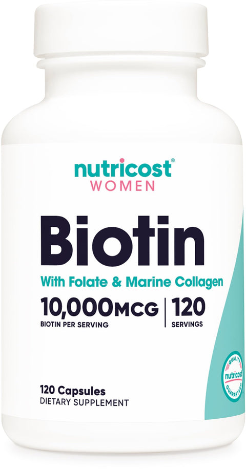 Nutricost Biotin+Collagen+Folate for Women 10,000mcg 120 Caps (Bayanlara özel)
