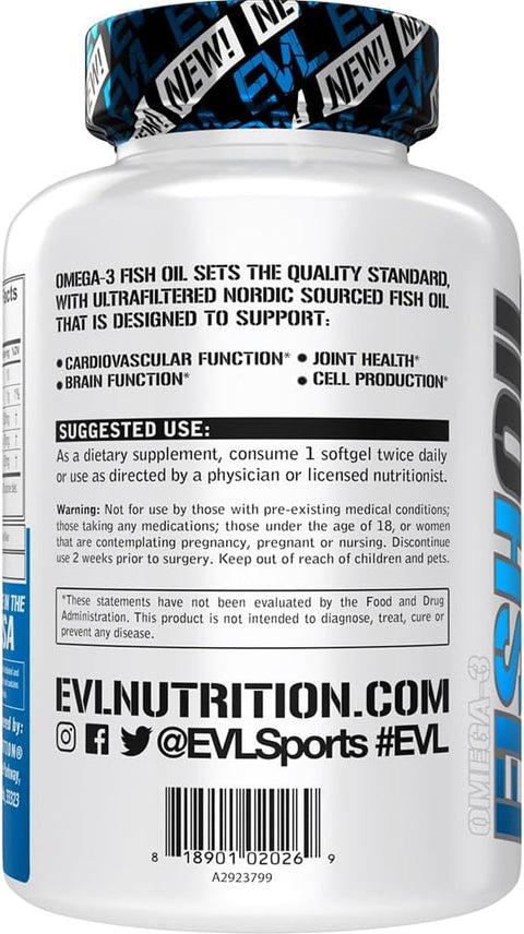 Evlution Nutrition Triple Strength Omega 3 Fish Oil  120 Softgels