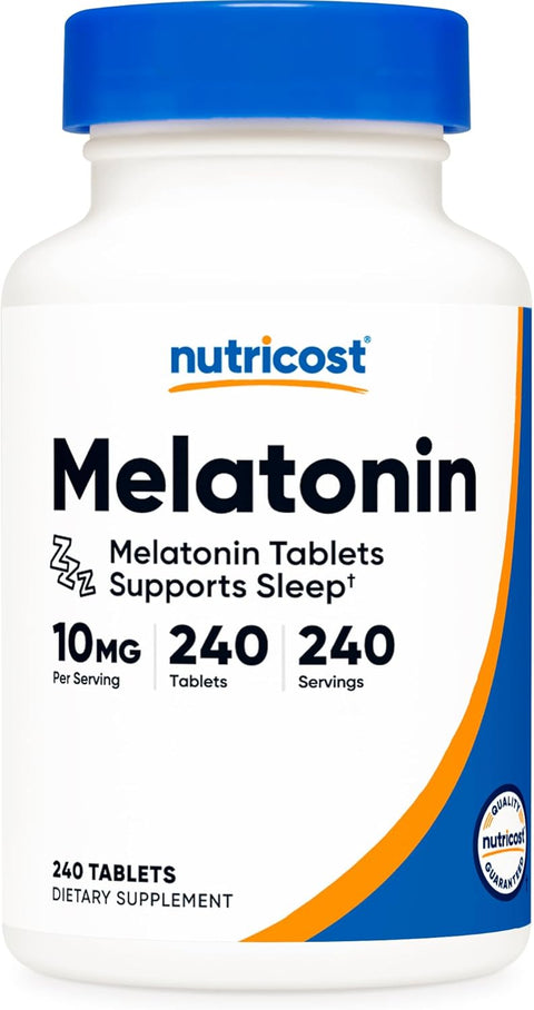 Nutricost Melatonin 10mg, 240 Tablets - 10mg Per Serving, Non-GMO, Gluten Free