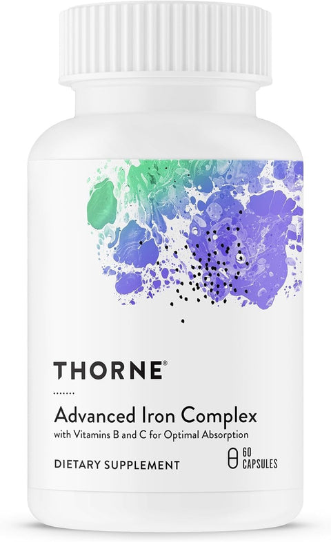 THORNE Advanced Iron Complex Chelated Iron Folate, B and C Vitamin 60 Caps