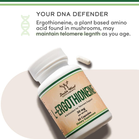 Double Wood Ergothioneine EGT Longevity and Healthy Aging 30mg 60 Caps