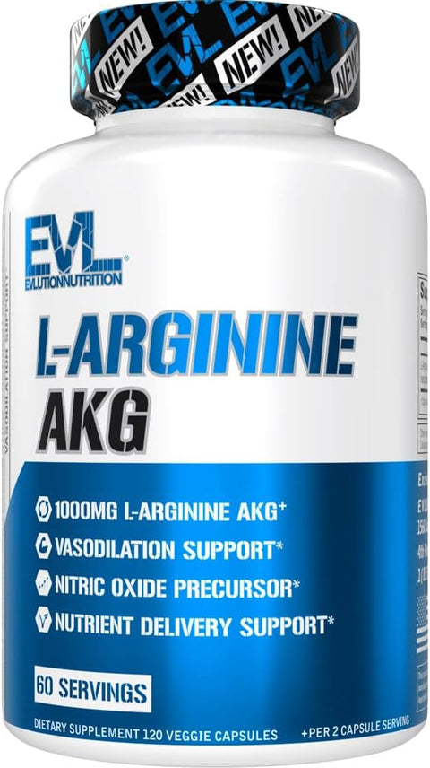 Evlution L-Arginine(Arjinin) AKG Nitric Oxide 1000mg 120 Veggie Caps