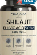 VINATURA Shilajit for Men and Women Pure Himalayan Shilajit 1000mg 50% Fulvic Acid - 60 Caps