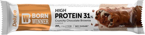 BORN WINNER Deluxe Protein Bar Box / 12 x 64 g CRUNCHY CHOCO BROWNIE HIGH PROTEIN CONTENT NO SUGAR