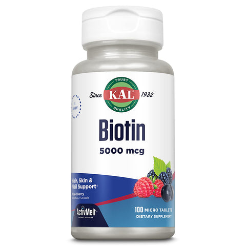 KAL, Biotin, Mixed Berry, 5,000 mcg, 100 Micro Tablets