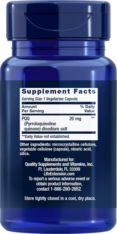 Life Extension PQQ Pyrroloquinoline Quinone 20 mg, 60 Vegetarian Capsules