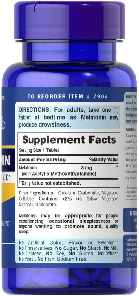 Puritan's Pride Night Sleep Melatonn 3 mg 240 Capsules