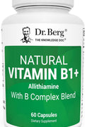 Dr. Berg Natural Vitamin B1 B6 B12 Complex Allithiamine Vitamin B1 Thiamin, Niacin, Folate, Magnesium & More - 60 Caps