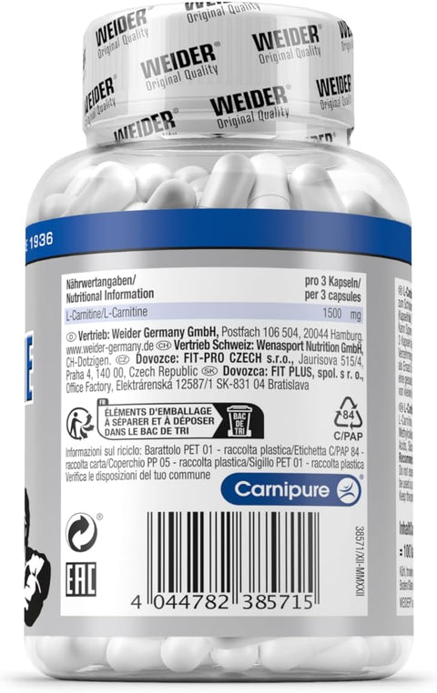 Weider L- Carnitine 1500 Mg 100 Caps