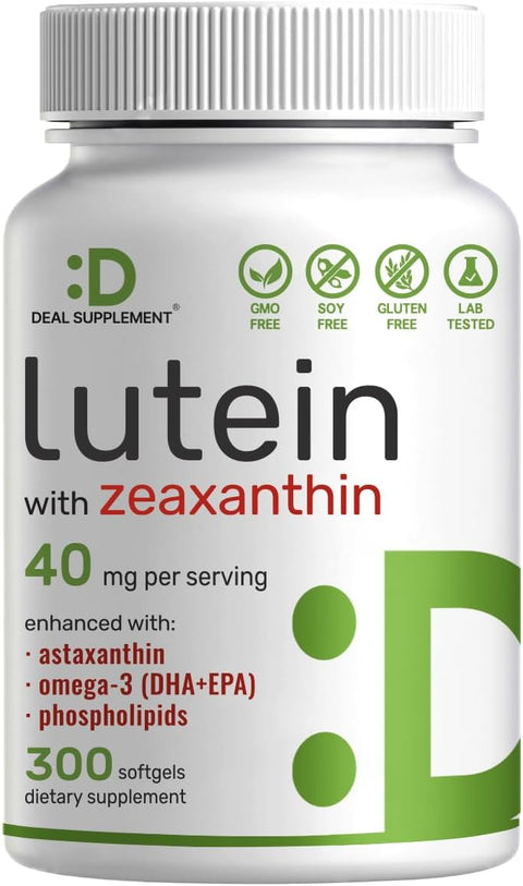 Deal Supplement Lutein and Zeaxanthin Astaxanthin omega 3 phospholipids 40mg 300 Softgels